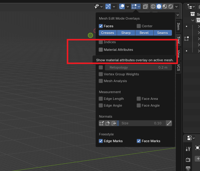 Material attribute toggle