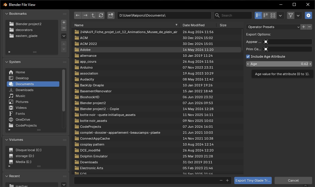 Tree export window